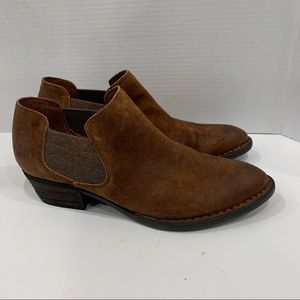 Born Booties Clogs Slip On Brown Suede Stressed Women’s Size 11 M